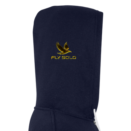 Outspoken Designs 03-01 "Fly Solo" Designer Bella + Canvas Unisex Full Zip Hoodie - navy