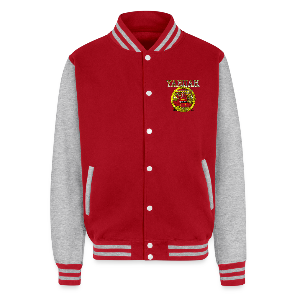 A-Team 01-01 Designer AWDis Just Hoods Heavyweight Letterman Jacket (5 colors) - red/heather grey