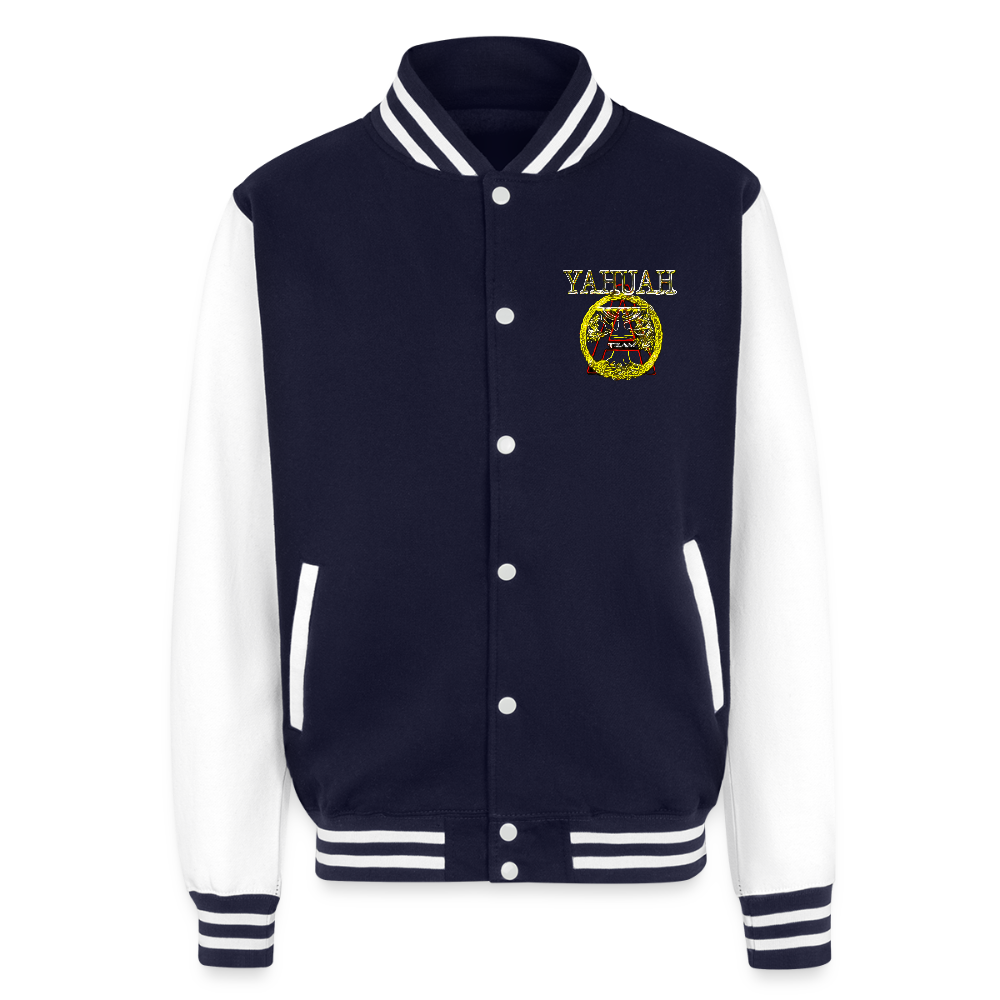 A-Team 01-01 Designer AWDis Just Hoods Heavyweight Letterman Jacket (5 colors) - navy/white