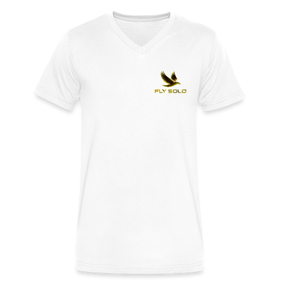 Outspoken Designs 03-01 "Fly Solo" Designer Bella + Canvas Men's V-neck T-shirt - white