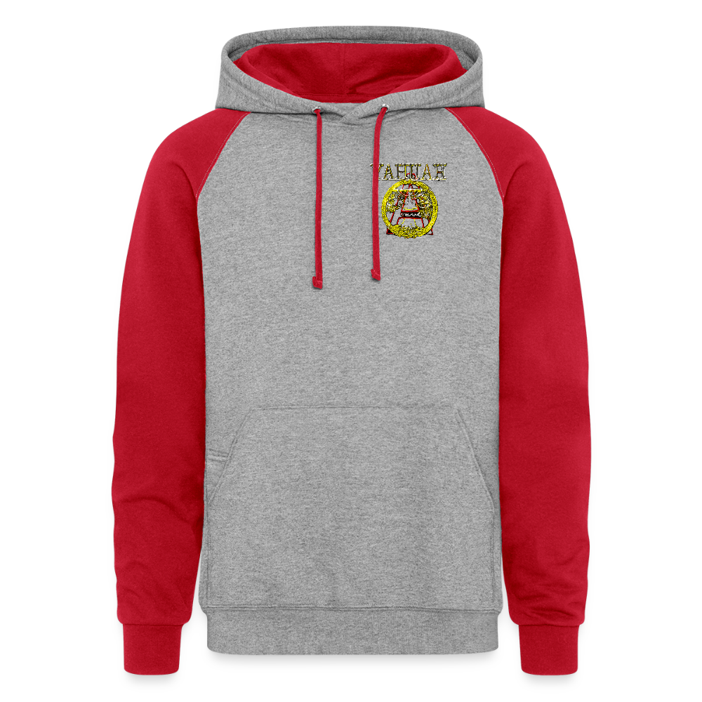A-Team 01-01 Designer Jerzees Colorblock Raglan Unisex Pullover Hoodie (4 colors) - heather grey/red