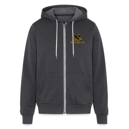 Outspoken Designs 03-01 "Fly Solo" Designer Bella + Canvas Unisex Full Zip Hoodie - charcoal grey