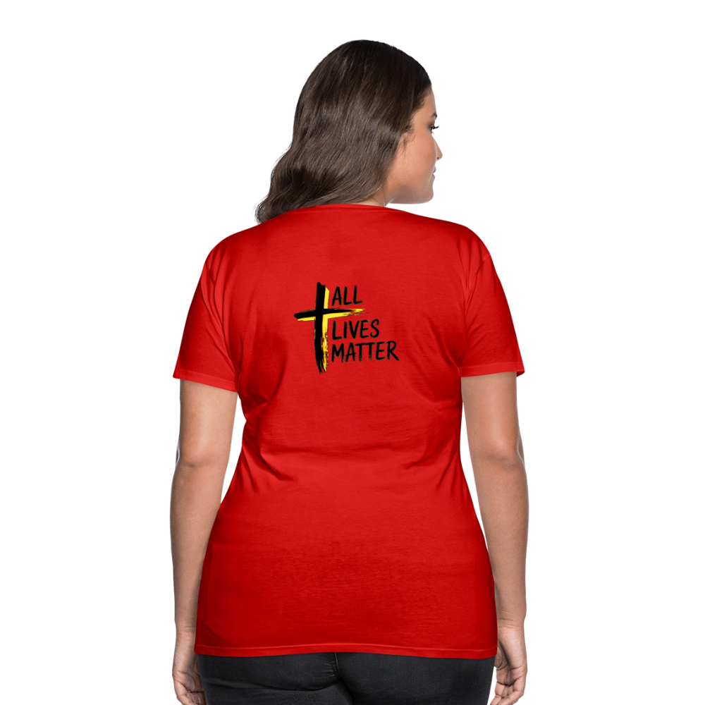 Outspoken Designs 04-01 "All Lives Matter" Ladies Designer Premium Cotton T-shirt (14 colors) - red