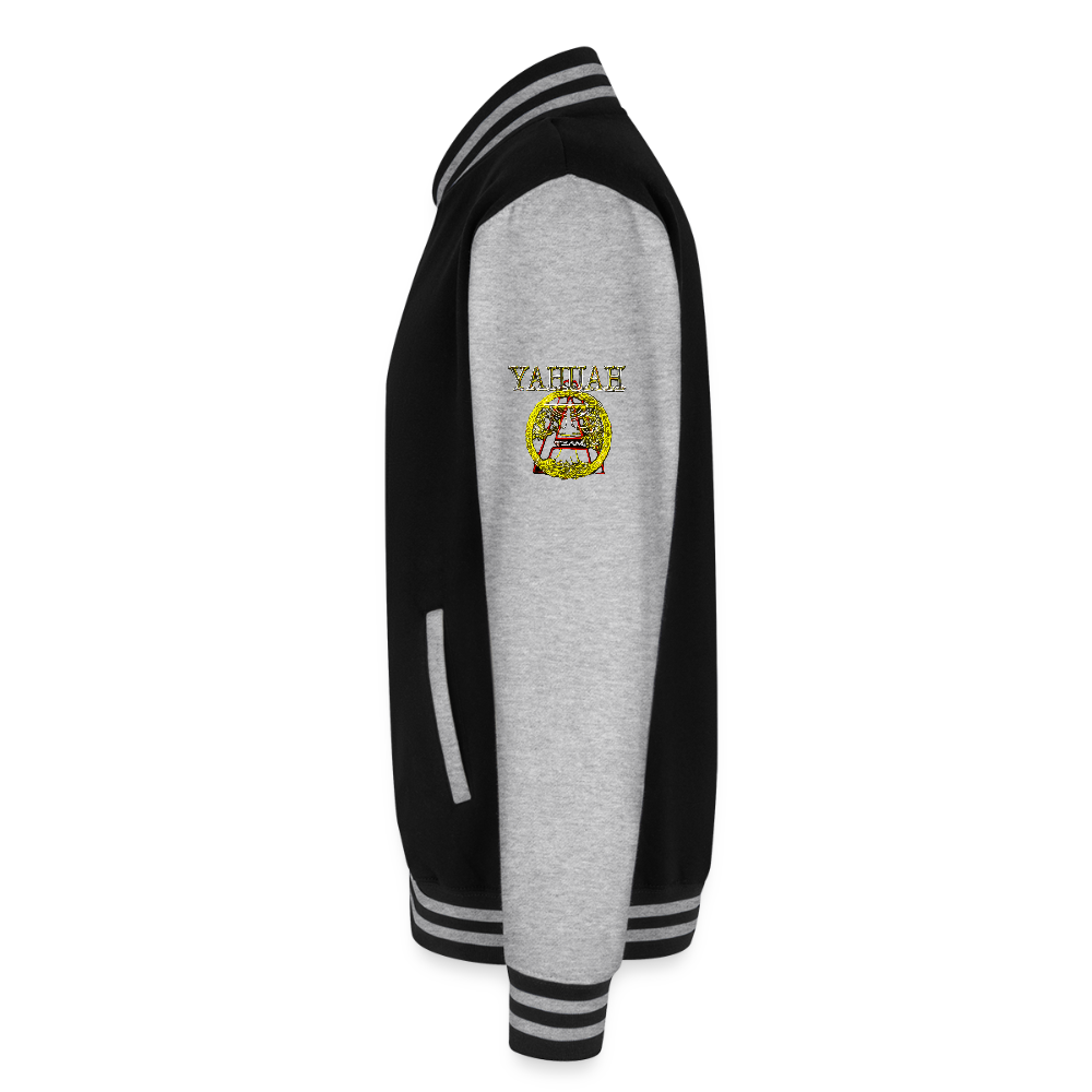 A-Team 01-01 Designer AWDis Just Hoods Heavyweight Letterman Jacket (5 colors) - black/heather grey