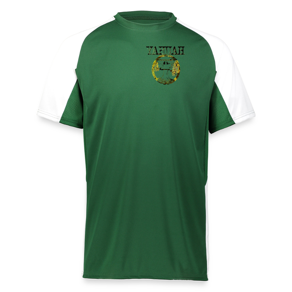 Yahuah Yahusha 04 Designer Augusta Sportswear Unisex Cutter Jersey (5 colors) - dark green/white