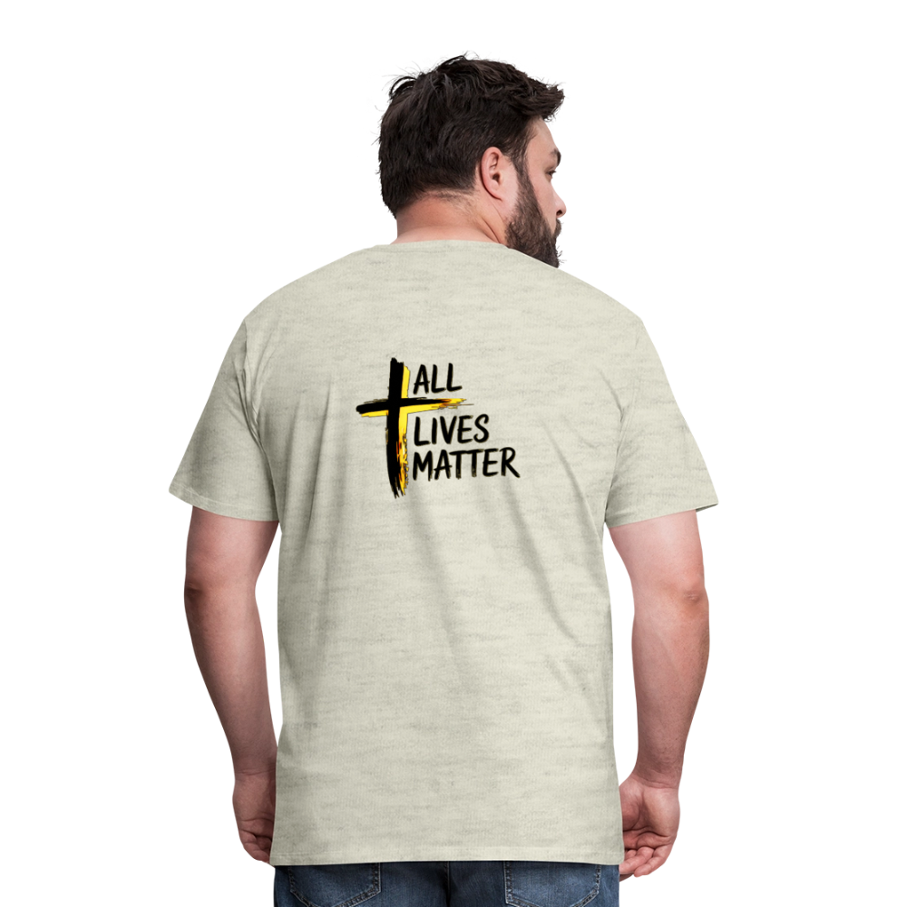 Outspoken Designs 04-01 "All Lives Matter" Men's Designer Premium Cotton T-shirt (10 colors) - heather oatmeal