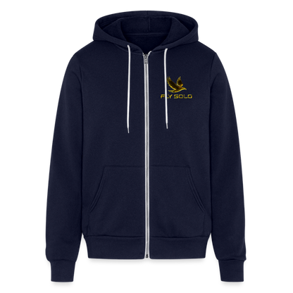 Outspoken Designs 03-01 "Fly Solo" Designer Bella + Canvas Unisex Full Zip Hoodie - navy