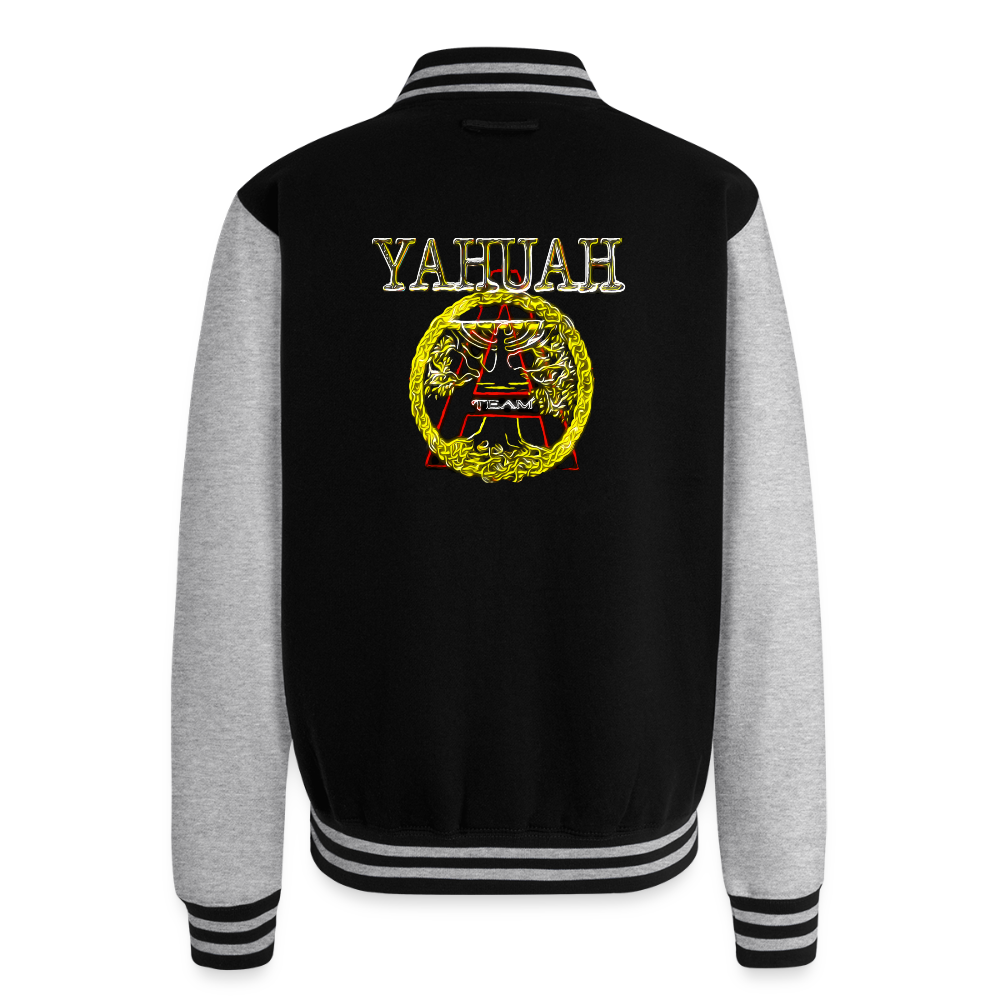 A-Team 01-01 Designer AWDis Just Hoods Heavyweight Letterman Jacket (5 colors) - black/heather grey