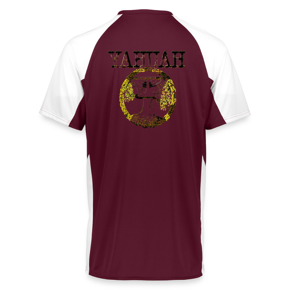 Yahuah Yahusha 04 Designer Augusta Sportswear Unisex Cutter Jersey (5 colors) - maroon/white