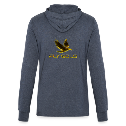 Outspoken Designs 03-01 "Fly Solo" Designer Bella+Canvas Unisex Long Sleeve Hooded T-shirt - heather navy