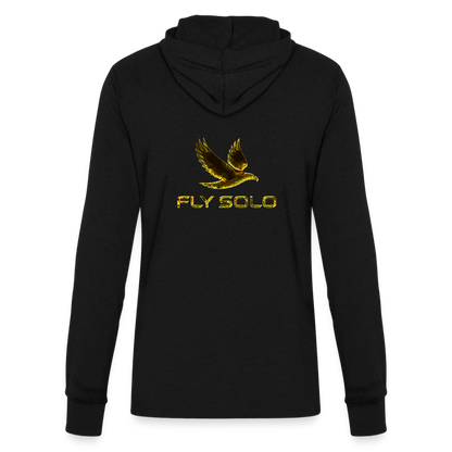 Outspoken Designs 03-01 "Fly Solo" Designer Bella+Canvas Unisex Long Sleeve Hooded T-shirt - black