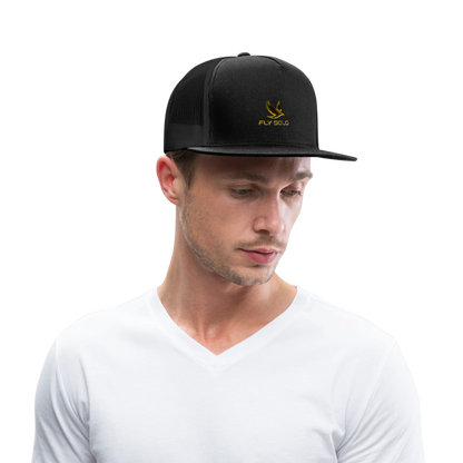 Outspoken Designs 03-01 "Fly Solo" Designer Yupoong Trucker Hat - black/black