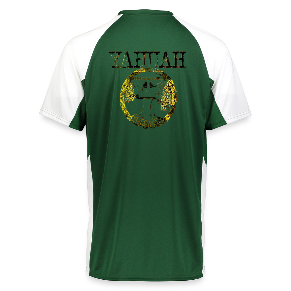 Yahuah Yahusha 04 Designer Augusta Sportswear Unisex Cutter Jersey (5 colors) - dark green/white