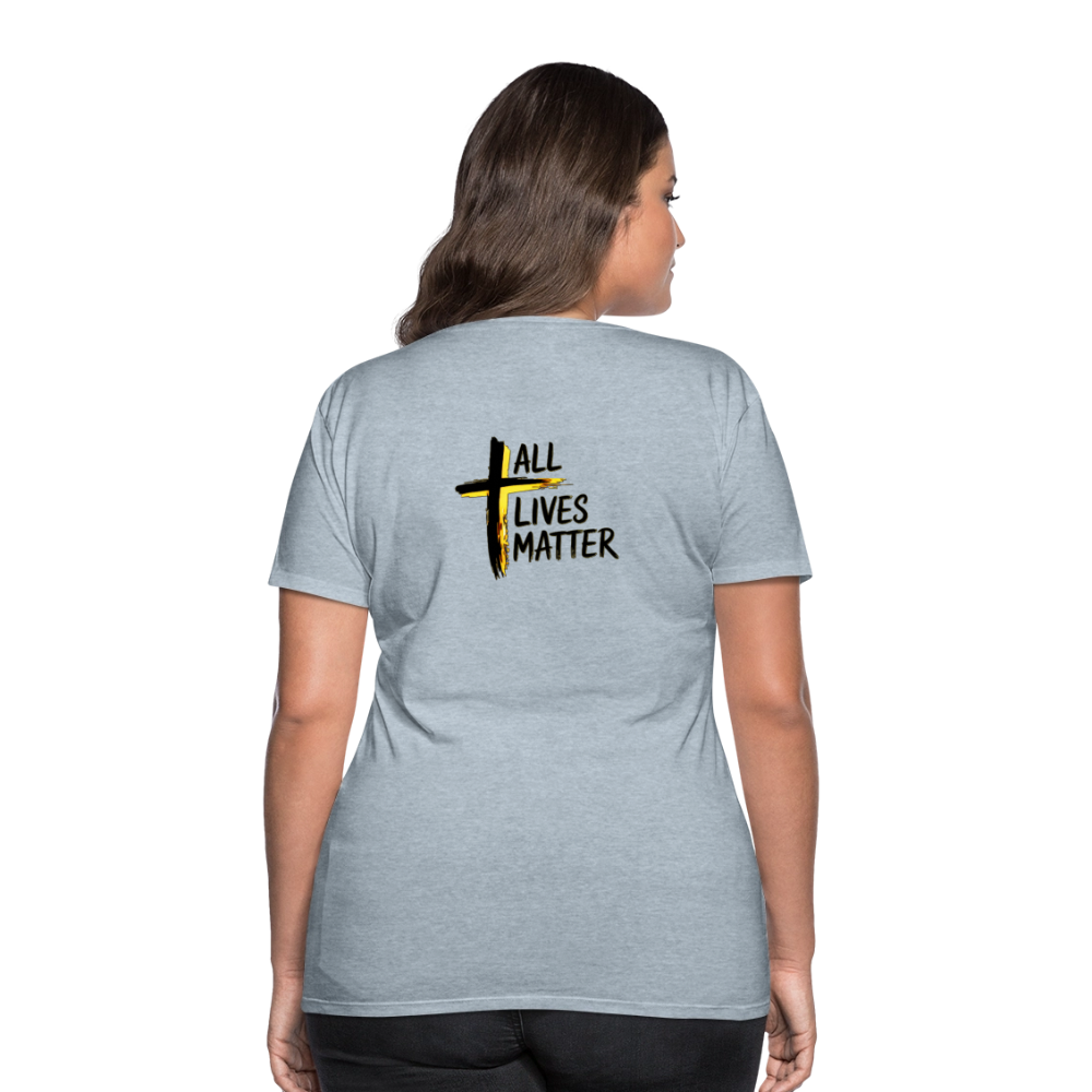 Outspoken Designs 04-01 "All Lives Matter" Ladies Designer Premium Cotton T-shirt (14 colors) - heather ice blue