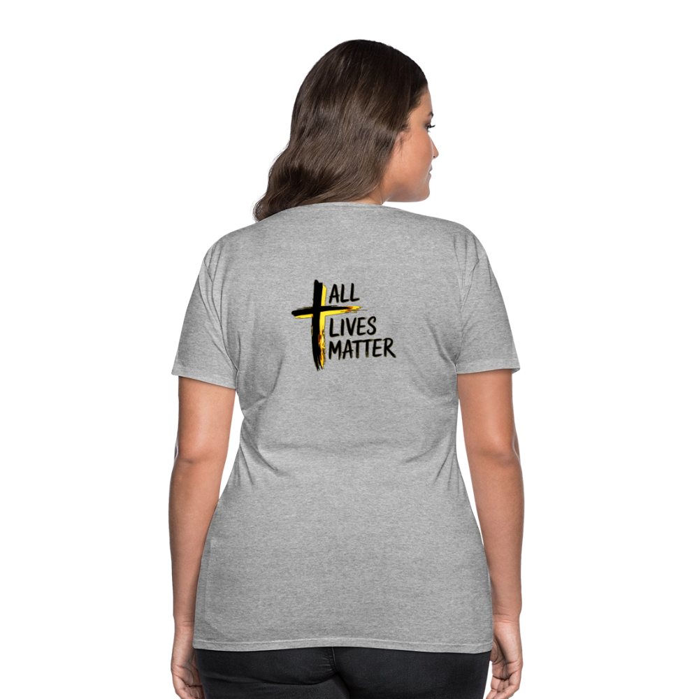 Outspoken Designs 04-01 "All Lives Matter" Ladies Designer Premium Cotton T-shirt (14 colors) - heather gray