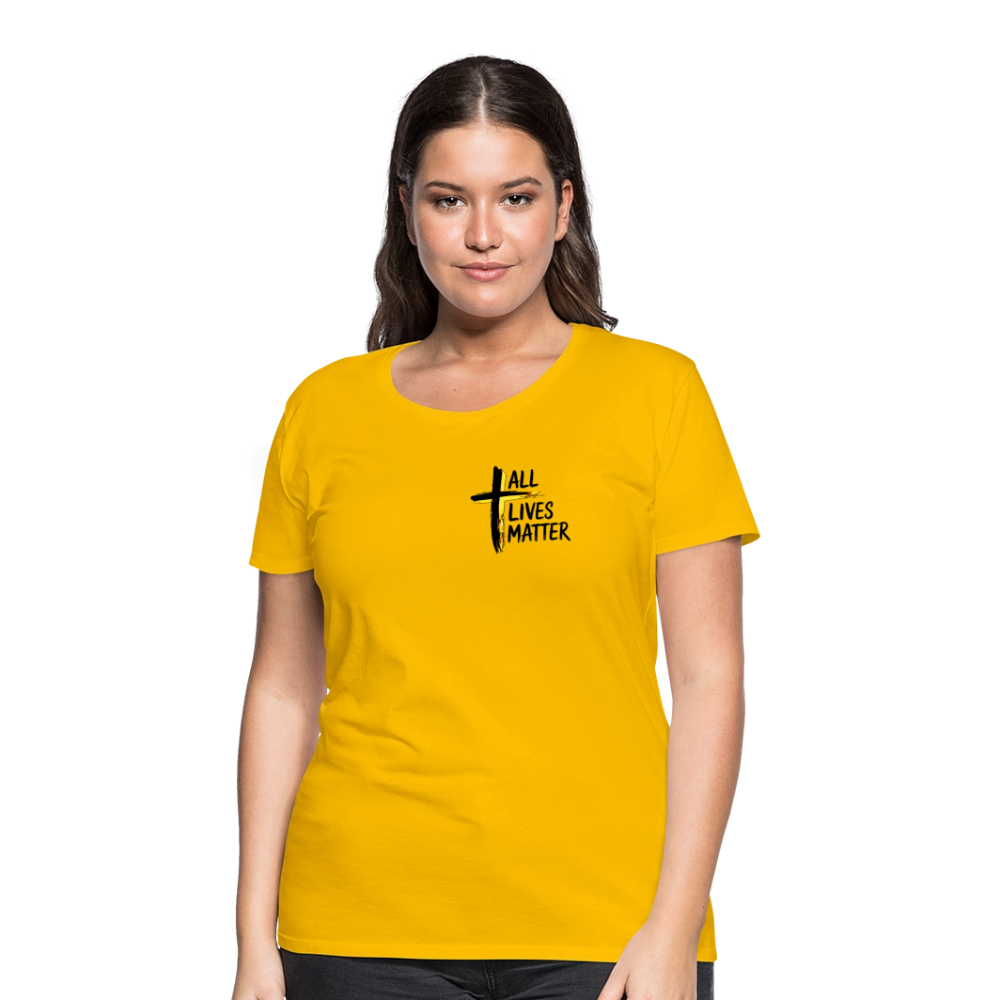 Outspoken Designs 04-01 "All Lives Matter" Ladies Designer Premium Cotton T-shirt (14 colors) - sun yellow