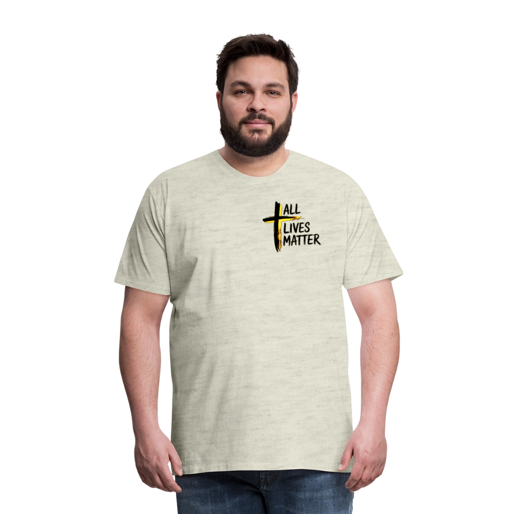 Outspoken Designs 04-01 "All Lives Matter" Men's Designer Premium Cotton T-shirt (10 colors) - heather oatmeal