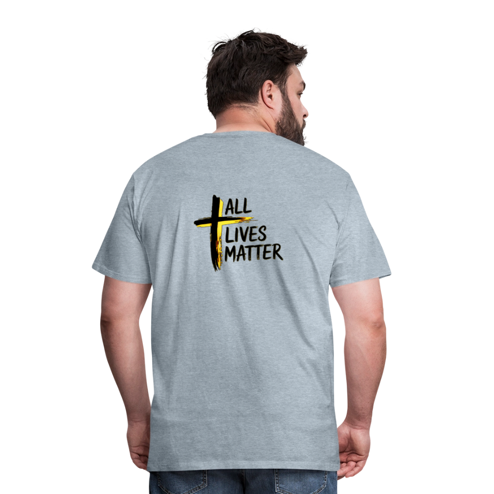 Outspoken Designs 04-01 "All Lives Matter" Men's Designer Premium Cotton T-shirt (10 colors) - heather ice blue