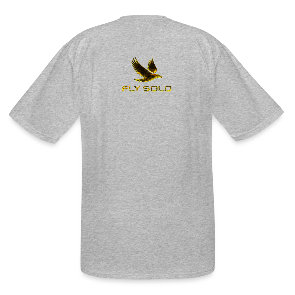 Outspoken Designs 03-01 "Fly Solo" Designer Gildan Men's Big & Tall T-shir (6 colors) - heather gray