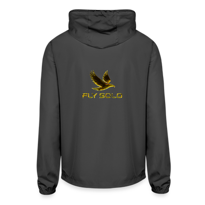Outspoken Designs 03-01 "Fly Solo" Designer Independent Trading Co. Unisex Lightweight Windbreaker (5 colors) - graphite