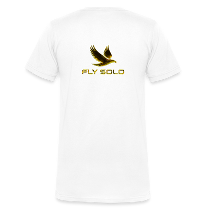 Outspoken Designs 03-01 "Fly Solo" Designer Bella + Canvas Men's V-neck T-shirt - white