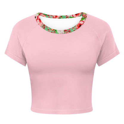 TRP Floral Prints (03): Hibiscus Flowers (01-02) "Deshe Abundance" | Fitted Crop Top | PalePink