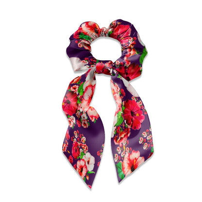 TRP Floral Prints (03): Hibiscus Flowers (01-01) "Argaman Vines" | Satin Scarf Scrunchie
