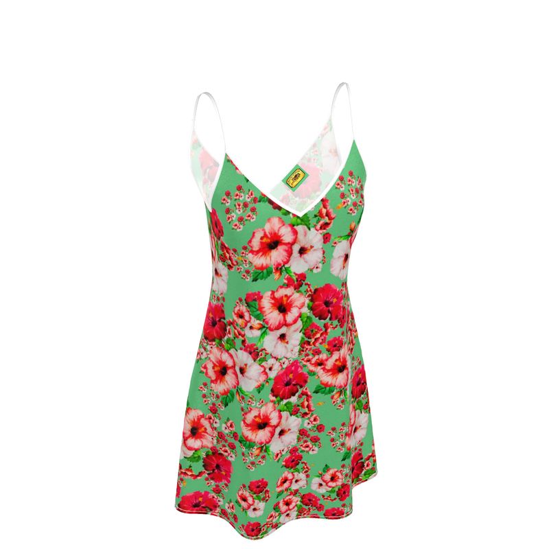 TRP Floral Prints (03): Hibiscus Flowers (01-02) "Deshe Abundance" | Silk Slip Mini Dress