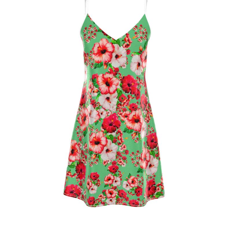 TRP Floral Prints (03): Hibiscus Flowers (01-02) "Deshe Abundance" | Silk Slip Mini Dress