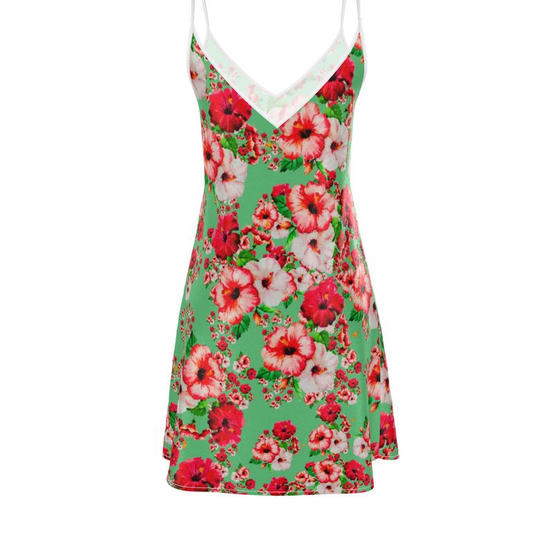 TRP Floral Prints (03): Hibiscus Flowers (01-02) "Deshe Abundance" | Silk Slip Mini Dress