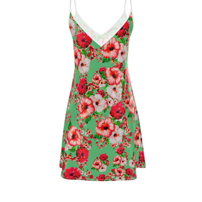 TRP Floral Prints (03): Hibiscus Flowers (01-02) "Deshe Abundance" | Silk Slip Mini Dress