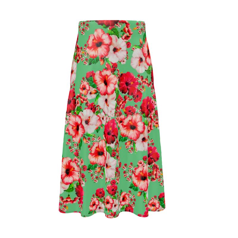 TRP Floral Prints (03): Hibiscus Flowers (01-02) "Deshe Abundance" | A-line Pleated Midi Skirt