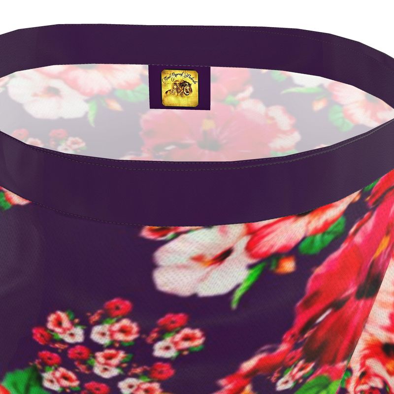 TRP Floral Prints (03): Hibiscus Flowers (01-01) "Argaman Vines" | Ruffle Wrap Midi Skirt