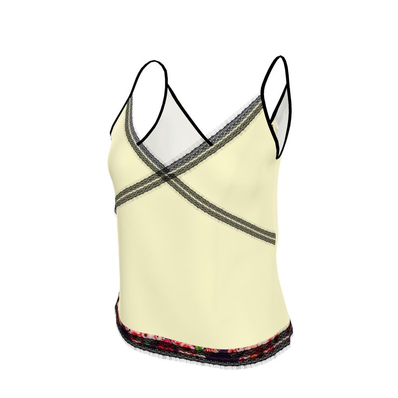 TRP Floral Prints (03): Hibiscus Flowers (01-01) "Argaman Vines" | Lace Trim Cami
