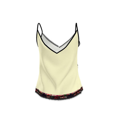 TRP Floral Prints (03): Hibiscus Flowers (01-01) "Argaman Vines" | Lace Trim Cami