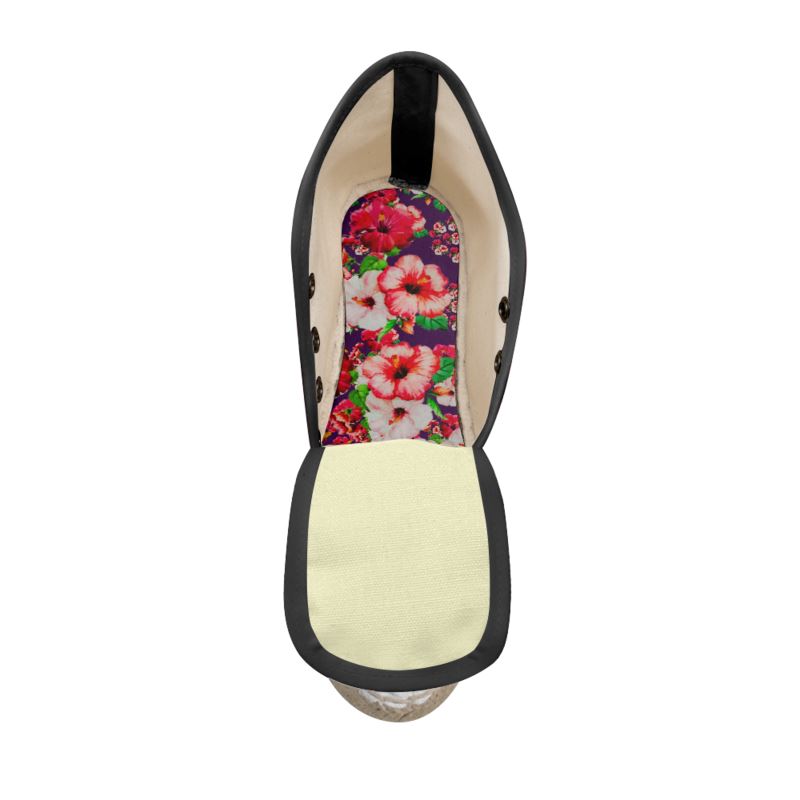 TRP Floral Prints (03): Hibiscus Flowers (01-01) "Argaman Vines" | Espadrille Wedge Sneakers