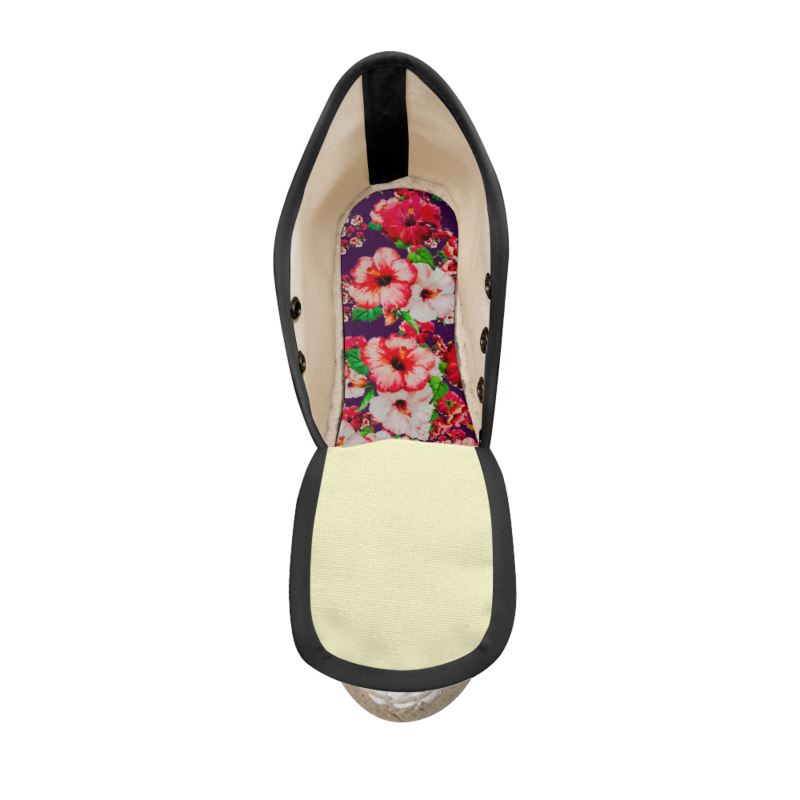 TRP Floral Prints (03): Hibiscus Flowers (01-01) "Argaman Vines" | Espadrille Wedge Sneakers
