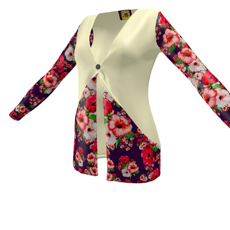 TRP Floral Prints (03): Hibiscus Flowers (01-01) "Argaman Vines" | Jersey Cardigan