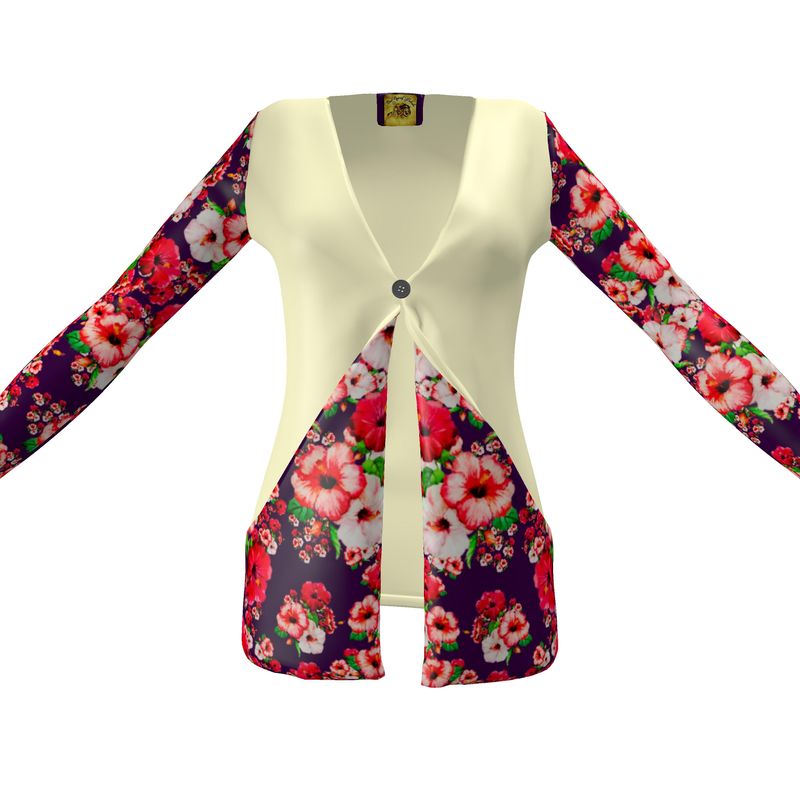 TRP Floral Prints (03): Hibiscus Flowers (01-01) "Argaman Vines" | Jersey Cardigan