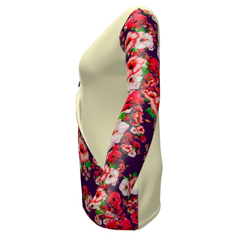 TRP Floral Prints (03): Hibiscus Flowers (01-01) "Argaman Vines" | Jersey Cardigan