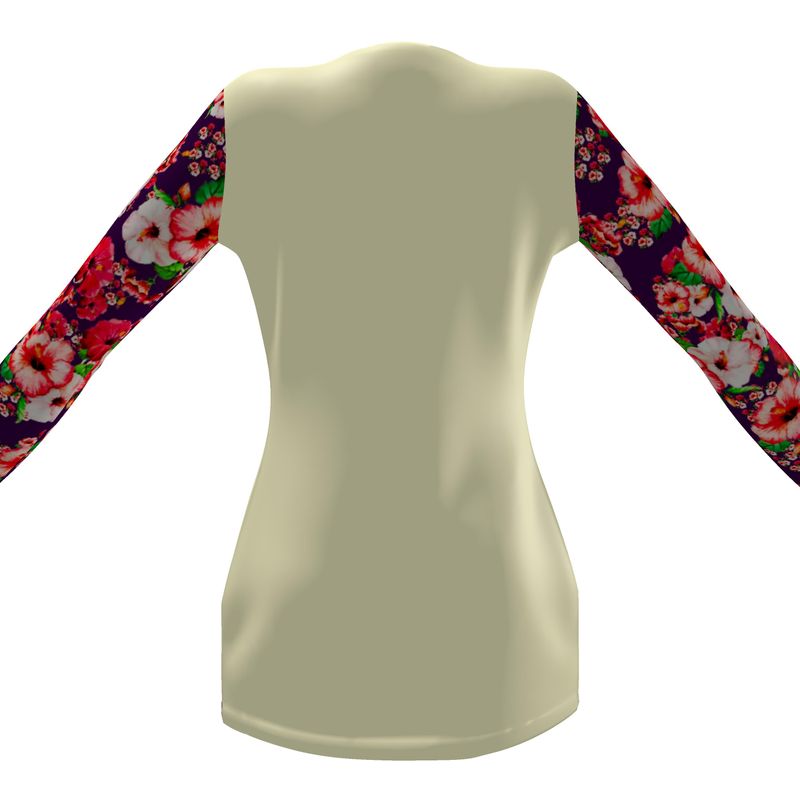 TRP Floral Prints (03): Hibiscus Flowers (01-01) "Argaman Vines" | Jersey Cardigan