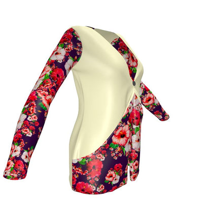 TRP Floral Prints (03): Hibiscus Flowers (01-01) "Argaman Vines" | Jersey Cardigan