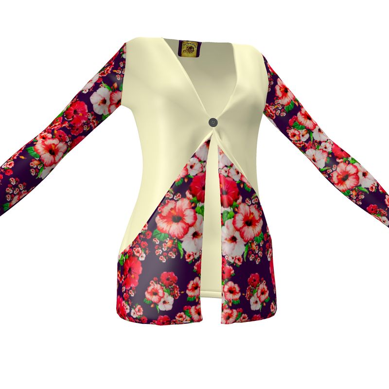 TRP Floral Prints (03): Hibiscus Flowers (01-01) "Argaman Vines" | Jersey Cardigan