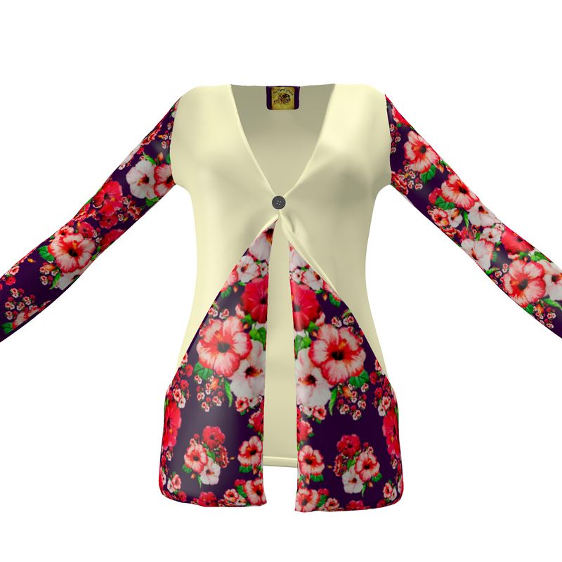 TRP Floral Prints (03): Hibiscus Flowers (01-01) "Argaman Vines" | Jersey Cardigan