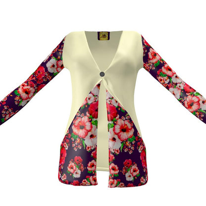 TRP Floral Prints (03): Hibiscus Flowers (01-01) "Argaman Vines" | Jersey Cardigan