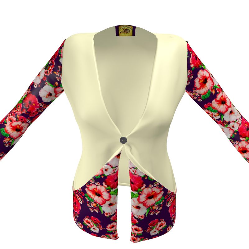 TRP Floral Prints (03): Hibiscus Flowers (01-01) "Argaman Vines" | Jersey Cardigan