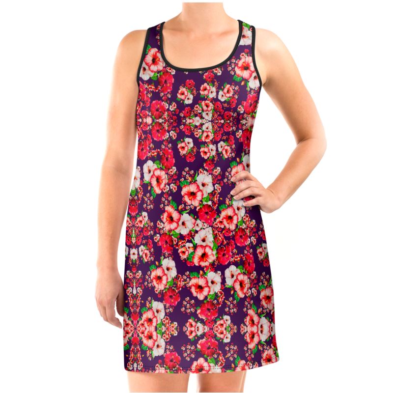 TRP Floral Prints (03): Hibiscus Flowers (01-01) "Argaman Vines" | Scuba Dress