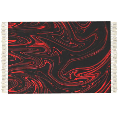 Flow (01-01): Ember, The Refining Fire | Marbled Velvet Area Rug | Luxury Red & Black Liquid Art Decor