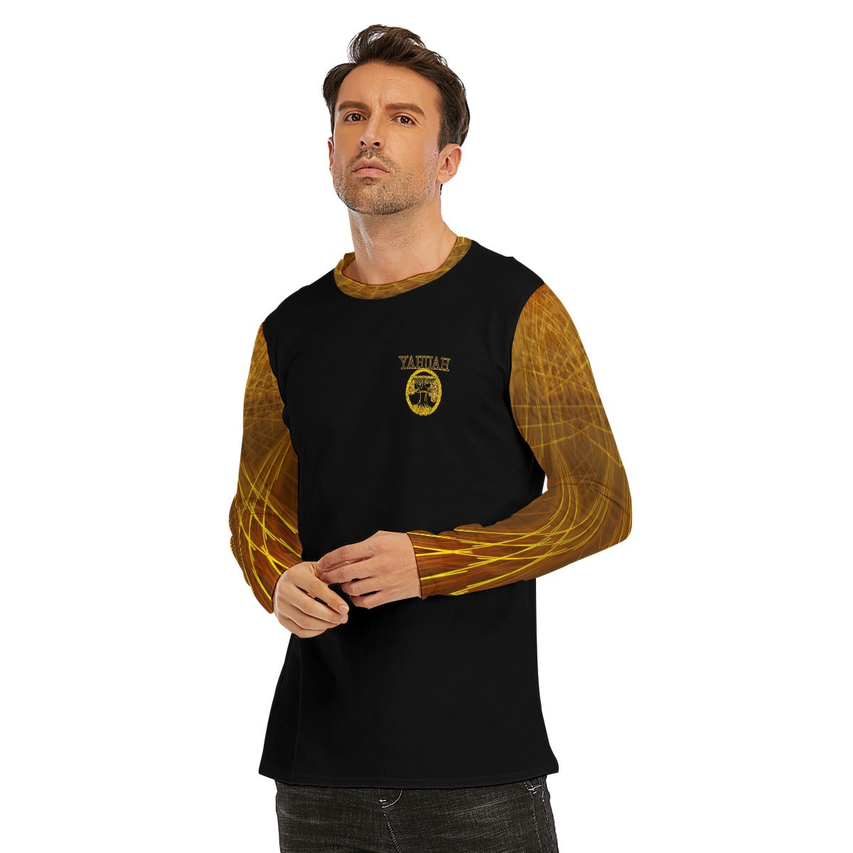 Yahuah: Tree of Life (02-02) - The Firmament Radiance | Men's Long Sleeve Cotton Tee