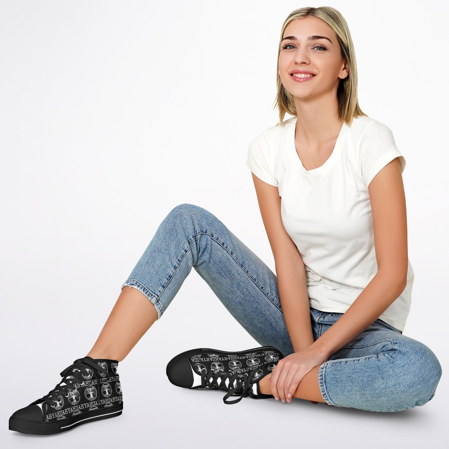 Yahuah: Tree of Life (02-05) - The Dualism Refined | Unisex High Top Canvas Sneakers (Style 02)